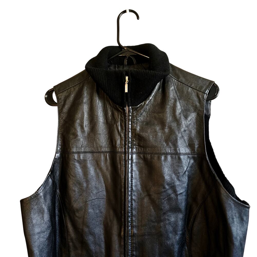 Vintage casual Corner leather mixed stretch back jacket vest size X - Picture 3 of 6